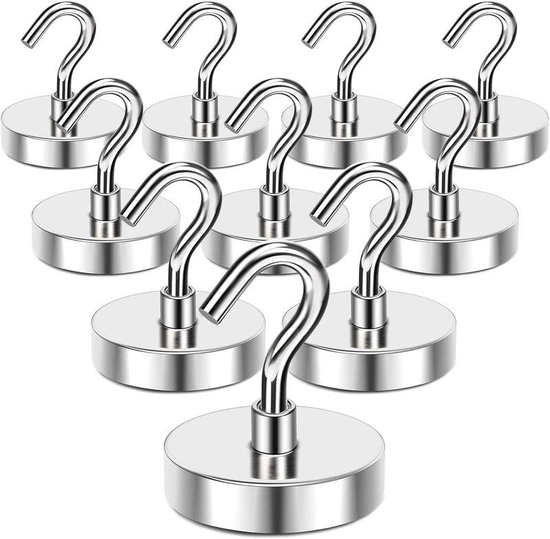 MIKEDE Strong Magnetic Hooks, 120Lbs Heavy Duty Magnetic Hooks for Cruise Cabin, Neodymium Earth Magnets with Hooks for Hanging, Super Metal Industrial Magnetic Hanger for Grill, Cruise, Storage - Image 1